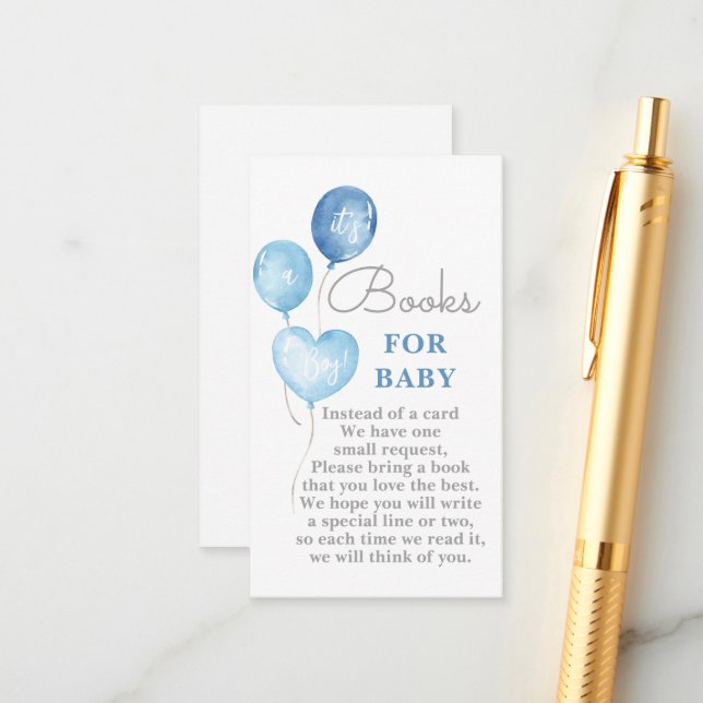 Blue balloons Books for Baby Boy Card (Front/Back In Situ)