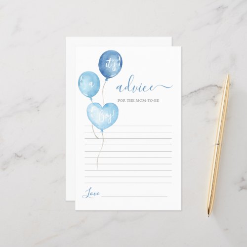 Blue balloons boy Advice for Mom To Be card