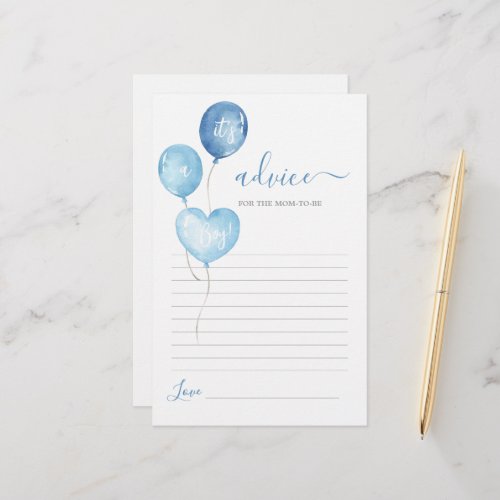 Blue balloons boy Advice for Mom To Be card