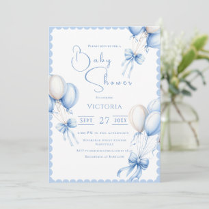 Blue Balloons Boy Baby Shower Invitation