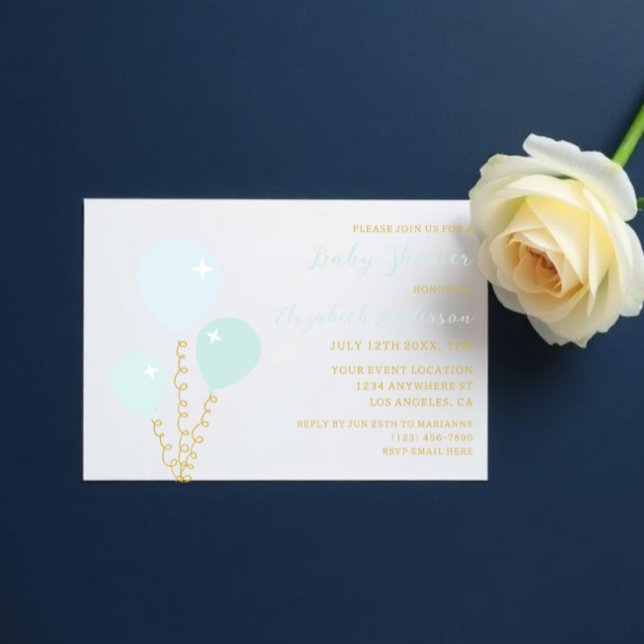 Blue Balloons Boy Baby Shower Invitation (Creator Uploaded)