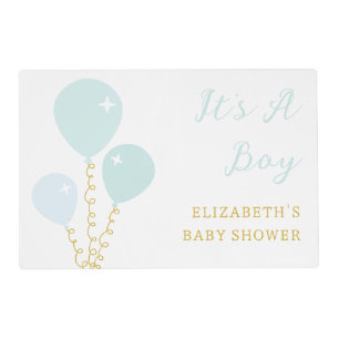 Blue Balloons Boy Baby Shower Placemat
