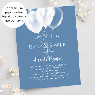 Blue balloons boy budget baby shower invitation flyer