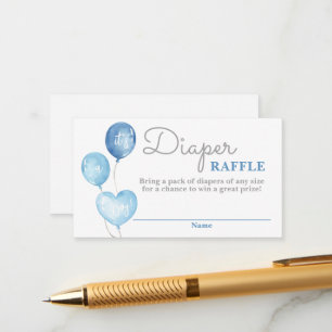 Blue Balloons Boy Diaper Raffle Card