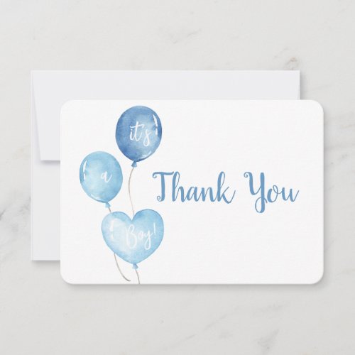 Blue balloons Boy Thank you card