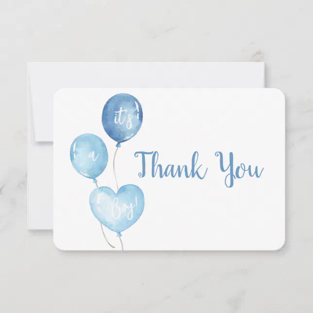 Blue balloons Boy Thank you card | Zazzle