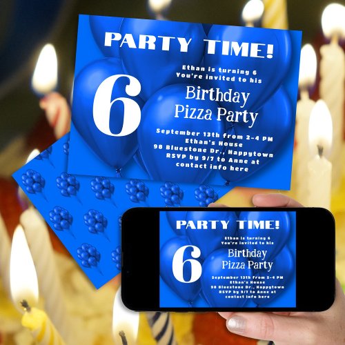 Blue Balloons Boys Birthday Party Invitation