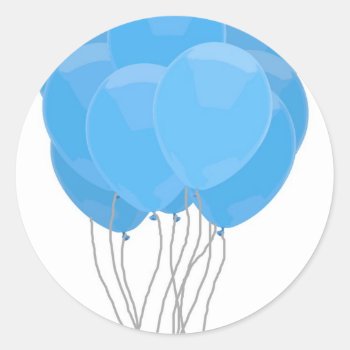 Blue Balloons Classic Round Sticker by Honeysuckle_Sweet at Zazzle