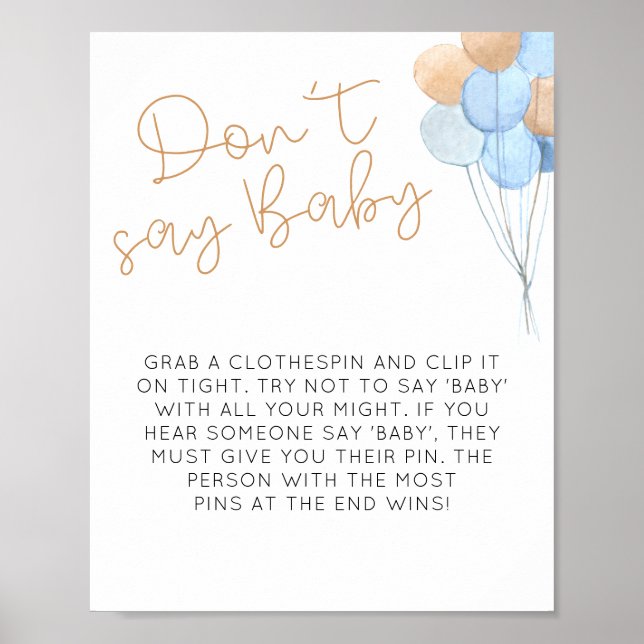 Blue Balloons Don't say Baby Sign (Front)