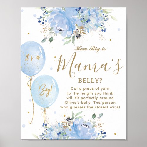 Blue Balloons Floral Boy How Big Mamas Belly Game Poster