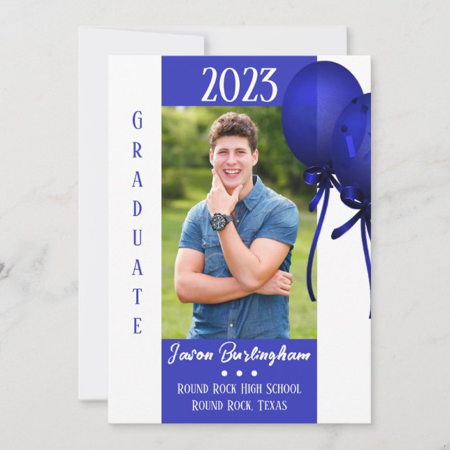 Blue Balloons Graduation Announcement (Front)