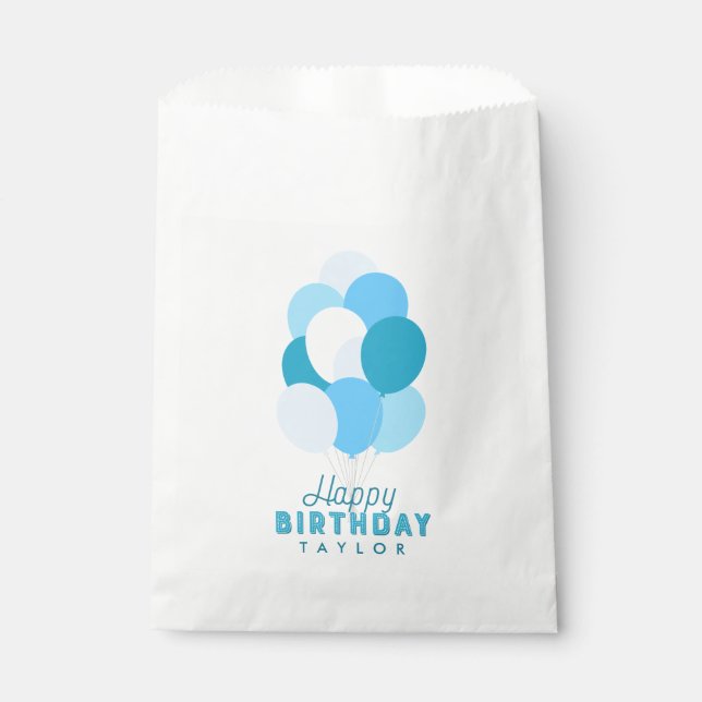 Blue Balloons Happy Birthday Favor Bag (Front)