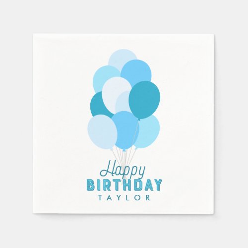 Blue Balloons Happy Birthday Napkins