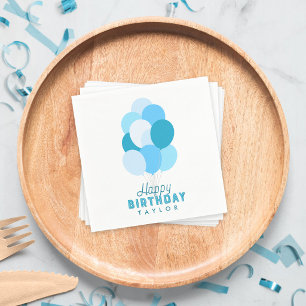Blue Balloons Happy Birthday Napkins