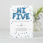 Blue Balloons | Hi Five 5th Birthday Invitation (Standing Front)