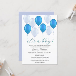 Blue Balloons It;s a boy Baby Shower Invitation