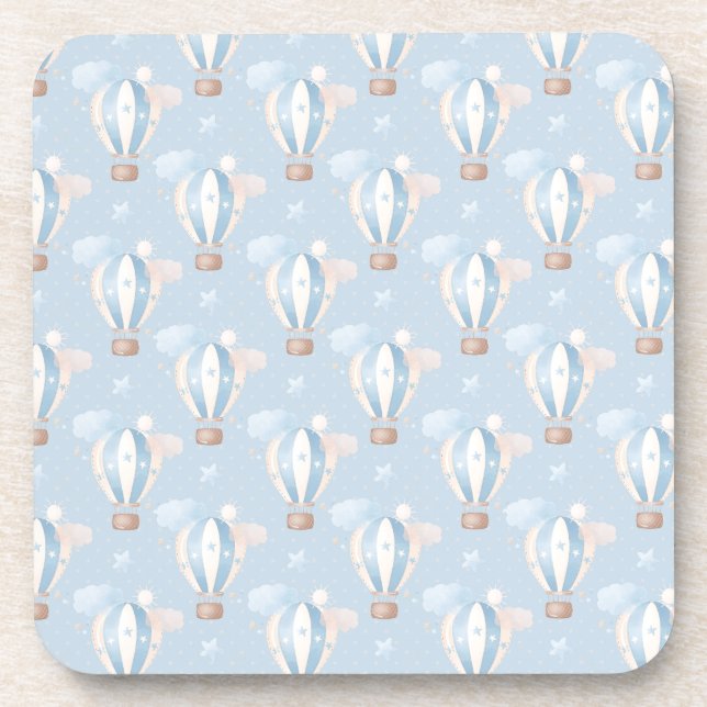 Blue Balloons Pattern Beverage Coaster (Front)