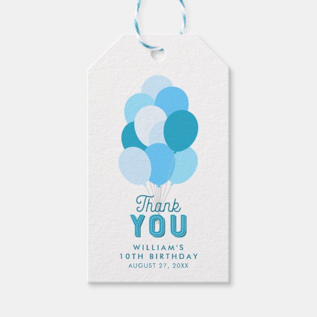 Blue Balloons Thank You Gift Tags (Front)