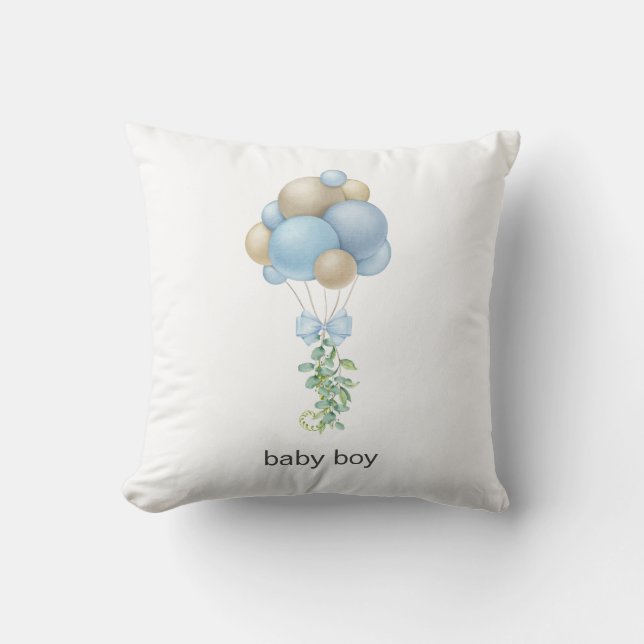 Blue Balloons Throw Pillow (Front)