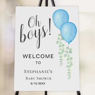 Blue Balloons Twin Boys' Baby Shower Welcome  Foam Board