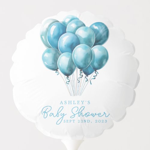 Blue Balloons Watercolor Boy Baby Shower Balloon