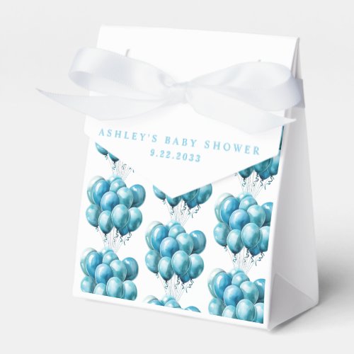Blue Balloons Watercolor Boy Baby Shower Favor Boxes