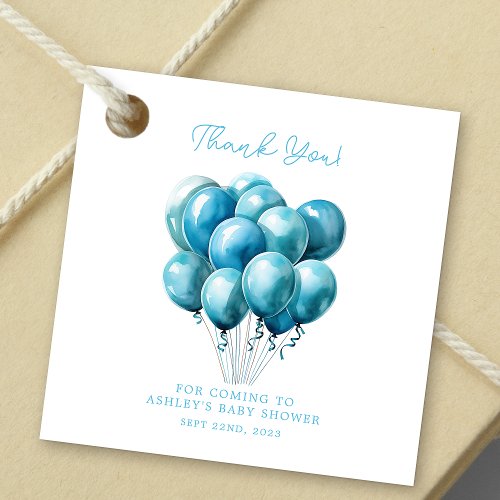 Baby Shower Favors 12 Blue Balloons Watercolor Boy Baby Shower Favor Tags