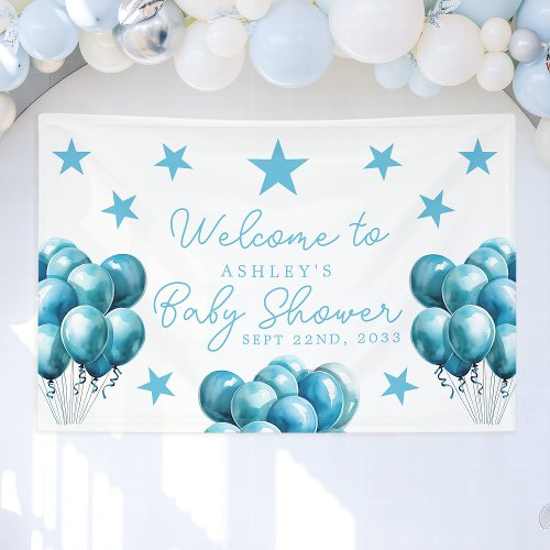 Baby Shower Signs 6 Blue Balloons Watercolor Boy Baby Shower Welcome Banner