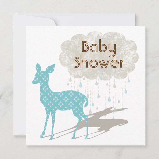 Blue Bambi Baby Shower Inviation Invitation (Front)