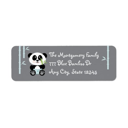 Blue Bamboo Baby Panda in Diapers Address Stickers