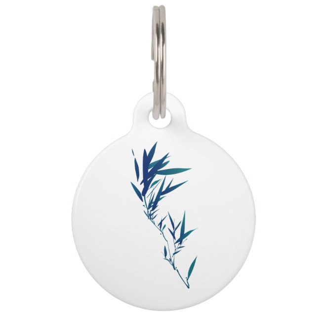Blue Bamboo Leaf Pet Tag (Front)
