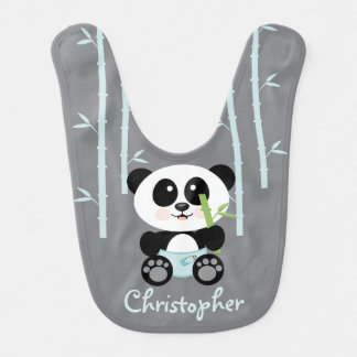 BLUE BAMBOO PANDA IN DIAPERS BABY BIB