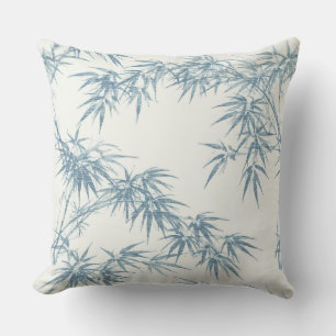 blue bamboo pattern throw pillow