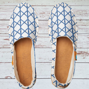 Blue Bamboo Trellis   Preppy Chinoiserie Coastal  Espadrilles