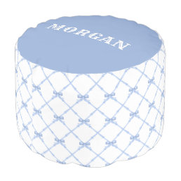 Blue Bamboo Trellis with Bows  Pouf