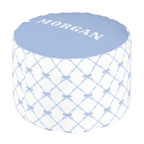 Blue Bamboo Trellis with Bows  Pouf