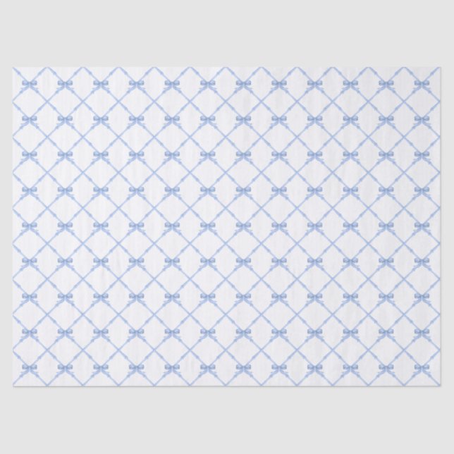 Blue Bamboo Trellis with Bows Tissue Paper (Front)