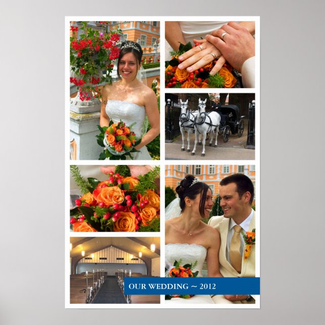 Blue band 6 multi photo collage memories keepsake poster (Front)