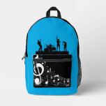 Blue band music lover chic printed backpack