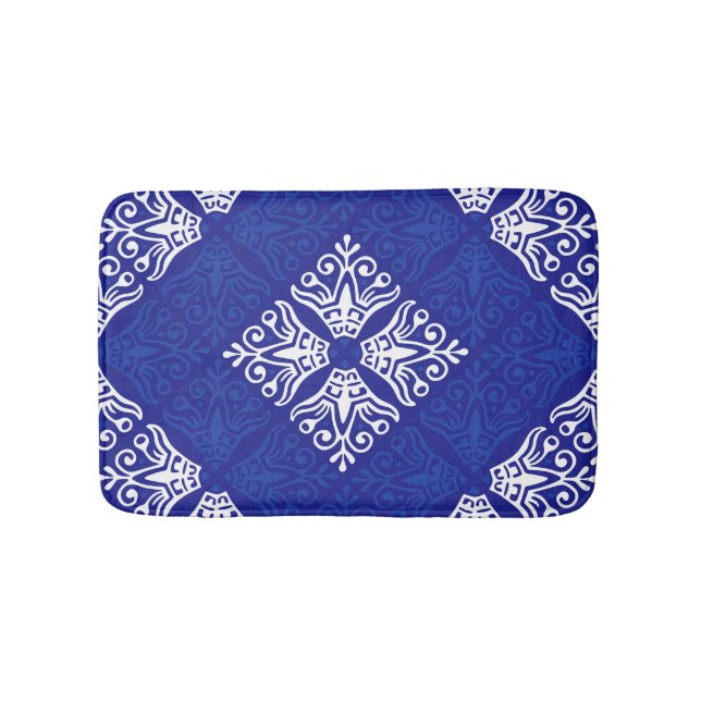 Blue Bandana Design Bathroom Mat (Front)