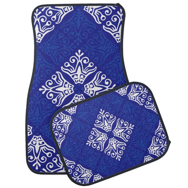 Blue Bandana Design Car Mat (Set)