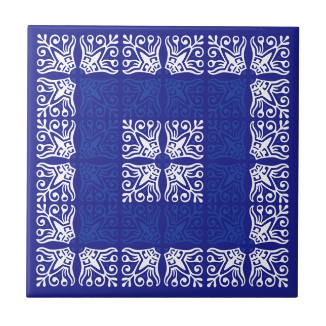 Blue Bandana Design Ceramic Tile (Front)