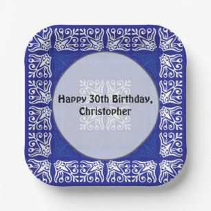Blue Bandana Design Paper Plates