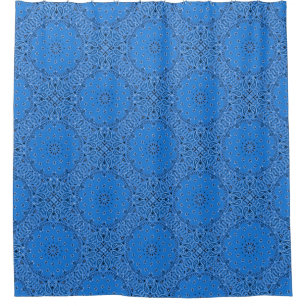 Blue Bandana Paisley Boho Hippie Glam Country Shower Curtain