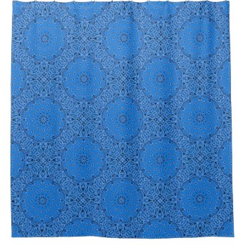 Blue Bandana Paisley Boho Hippie Glam Country Shower Curtain by PrintTiques at Zazzle