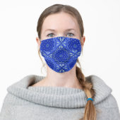 Blue Bandana Paisley Pattern Adult Cloth Face Mask (Worn)