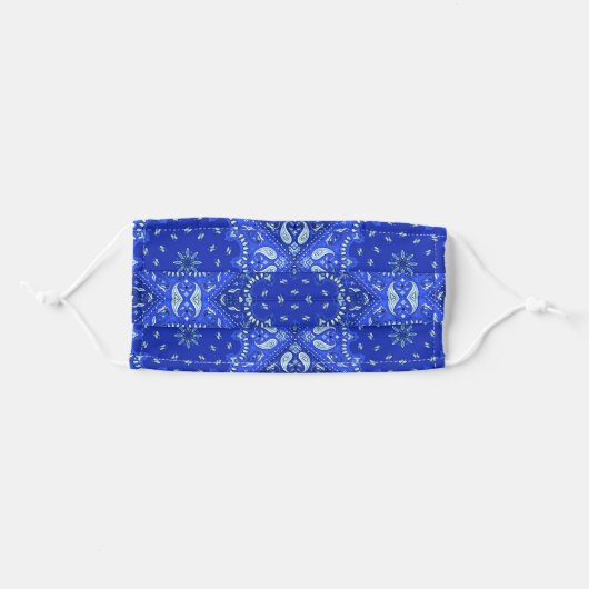 Blue Bandana Paisley Pattern Adult Cloth Face Mask (Front, Folded)
