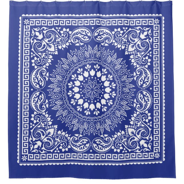 Blue Bandana Pattern-4 Shower Curtain (Front)