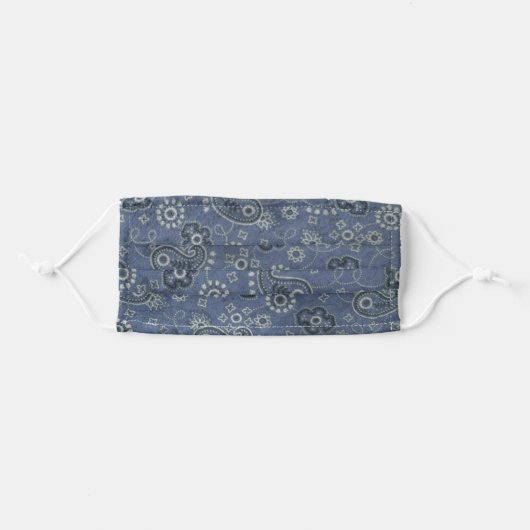 Blue Bandana Print Adult Cloth Face Mask (Front, Folded)