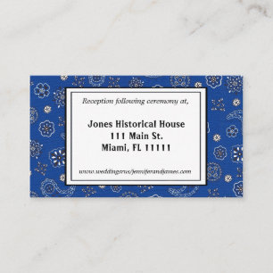 Blue Bandana Wedding Reception Cards